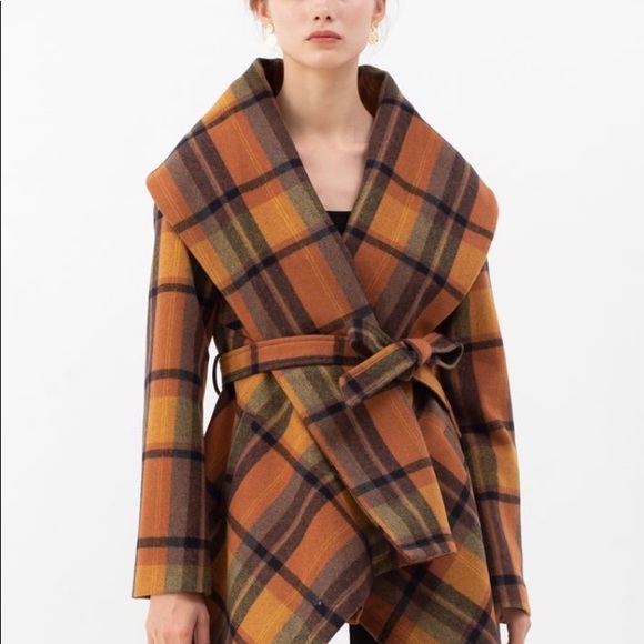 Chicwish Plaid Rabato Coat in Caramel XS NWOT - Picture 1 of 5